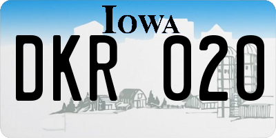 IA license plate DKR020