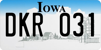 IA license plate DKR031
