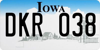 IA license plate DKR038