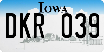 IA license plate DKR039
