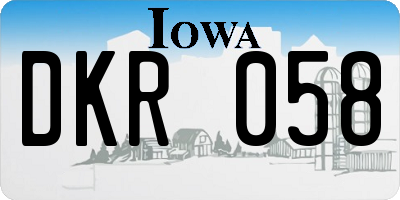 IA license plate DKR058