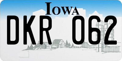 IA license plate DKR062