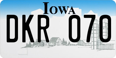 IA license plate DKR070