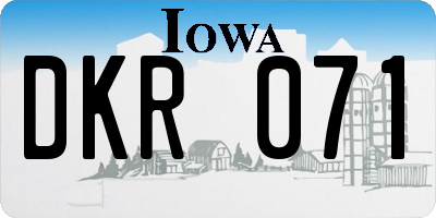 IA license plate DKR071