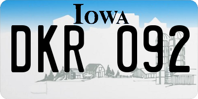 IA license plate DKR092