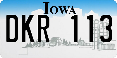 IA license plate DKR113