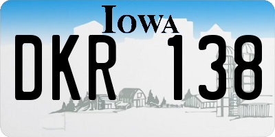 IA license plate DKR138