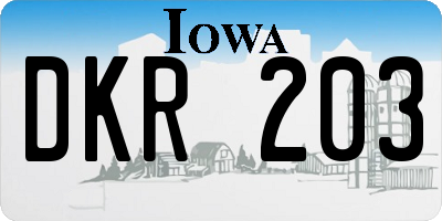 IA license plate DKR203