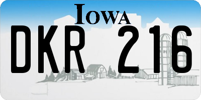 IA license plate DKR216