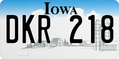 IA license plate DKR218