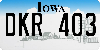 IA license plate DKR403