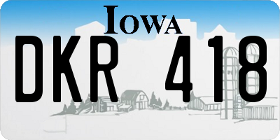 IA license plate DKR418
