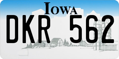 IA license plate DKR562