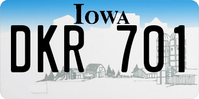 IA license plate DKR701