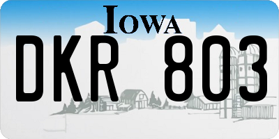 IA license plate DKR803