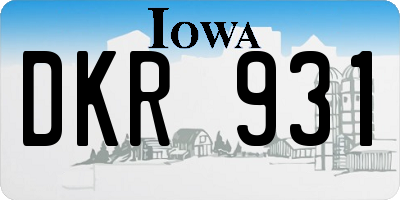 IA license plate DKR931