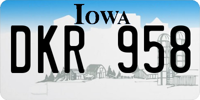 IA license plate DKR958