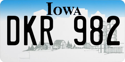 IA license plate DKR982