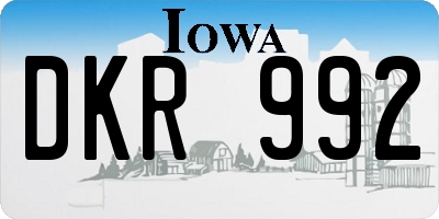 IA license plate DKR992