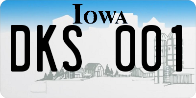 IA license plate DKS001