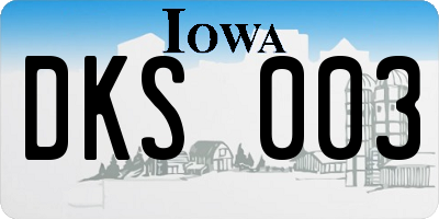 IA license plate DKS003