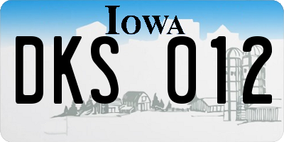 IA license plate DKS012