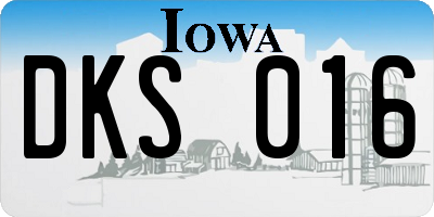 IA license plate DKS016