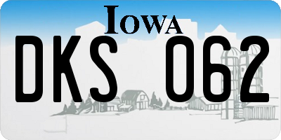 IA license plate DKS062