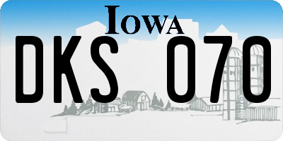 IA license plate DKS070