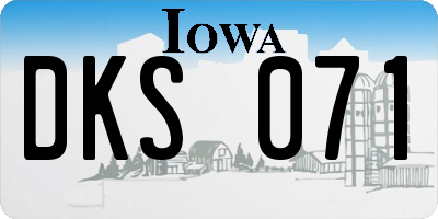 IA license plate DKS071