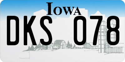 IA license plate DKS078
