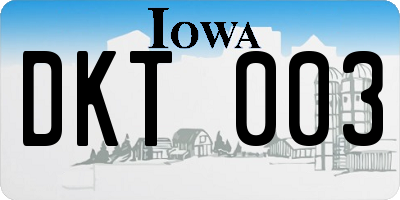 IA license plate DKT003