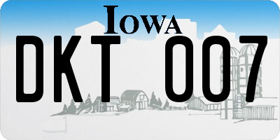 IA license plate DKT007