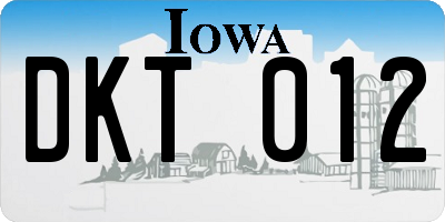 IA license plate DKT012