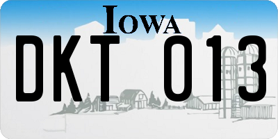 IA license plate DKT013