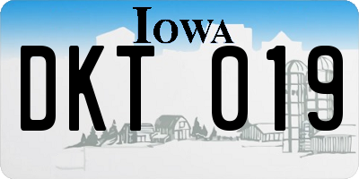 IA license plate DKT019