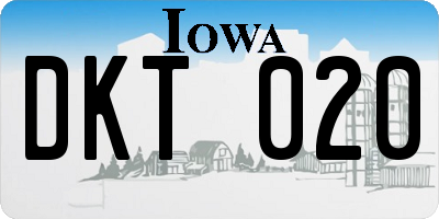 IA license plate DKT020