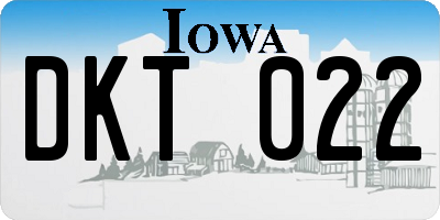 IA license plate DKT022