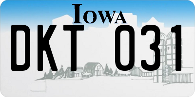 IA license plate DKT031