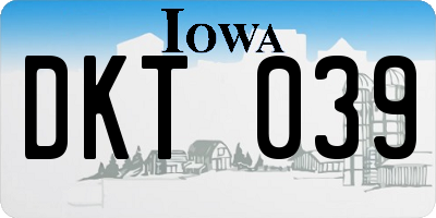 IA license plate DKT039