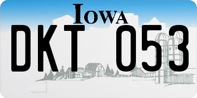 IA license plate DKT053