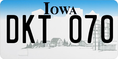 IA license plate DKT070