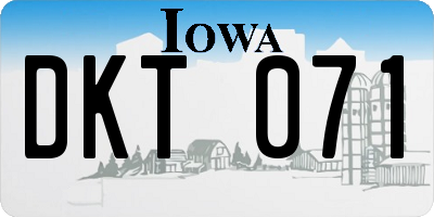IA license plate DKT071