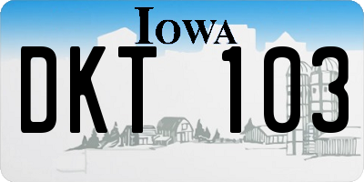 IA license plate DKT103