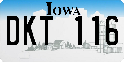 IA license plate DKT116
