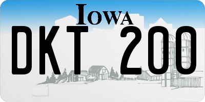 IA license plate DKT200