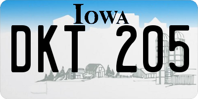 IA license plate DKT205