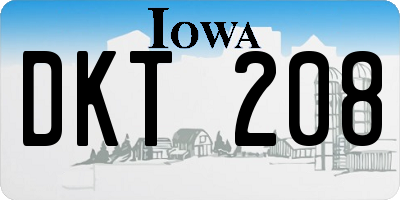 IA license plate DKT208