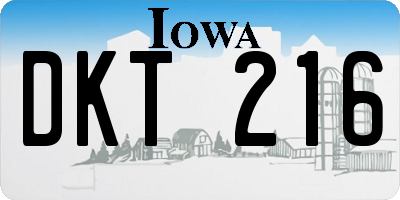 IA license plate DKT216