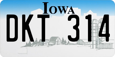 IA license plate DKT314